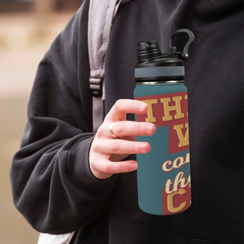 Insulated Water Bottle with Dual-use Lid (18oz)