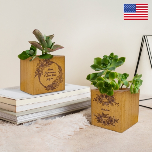 Mini Square Wooden Flower Pot | Ships from USA