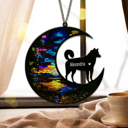 Personalized Husky Dog Memorial Suncatcher Ornament-08