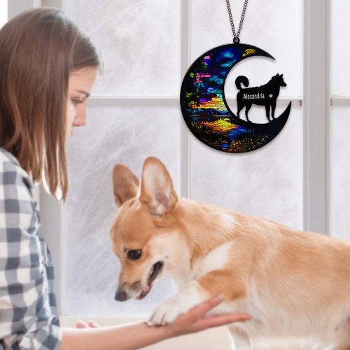 Personalized Husky Dog Memorial Suncatcher Ornament-08