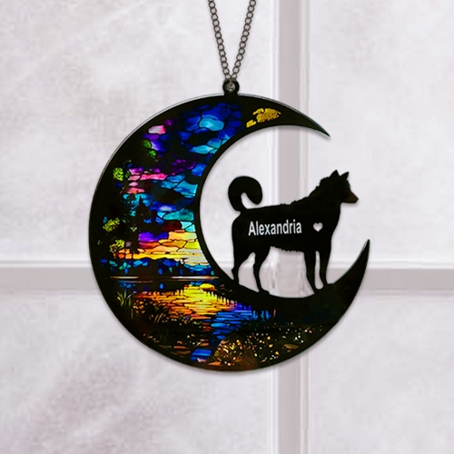 Personalized Husky Dog Memorial Suncatcher Ornament-08