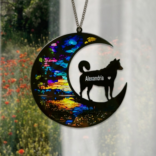 Personalized Husky Dog Memorial Suncatcher Ornament-08