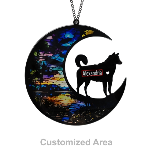 Personalized Husky Dog Memorial Suncatcher Ornament-08