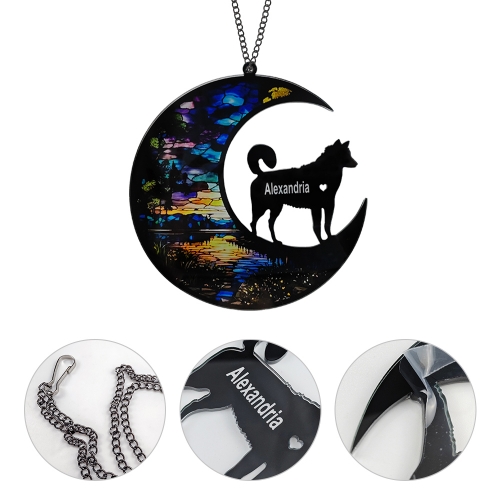 Personalized Husky Dog Memorial Suncatcher Ornament-08