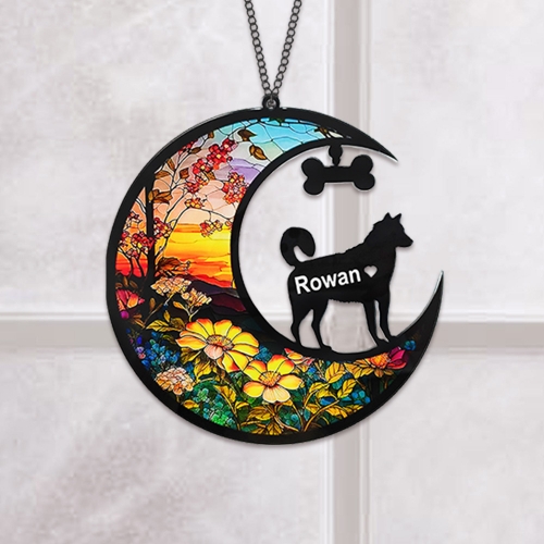 Personalized Husky Dog Memorial Suncatcher Ornament-89