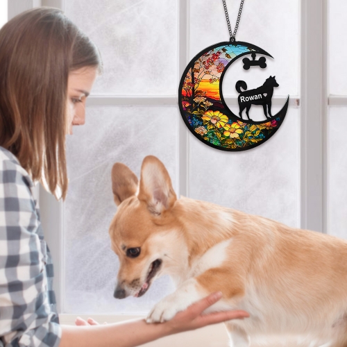 Personalized Husky Dog Memorial Suncatcher Ornament-89