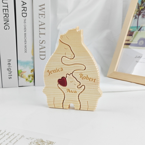 Wooden Bear Family Puzzle with 3 Names