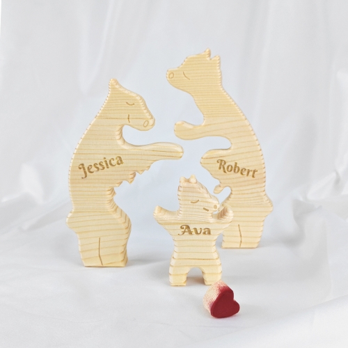 Wooden Bear Family Puzzle with 3 Names