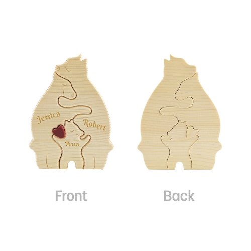 Wooden Bear Family Puzzle with 3 Names