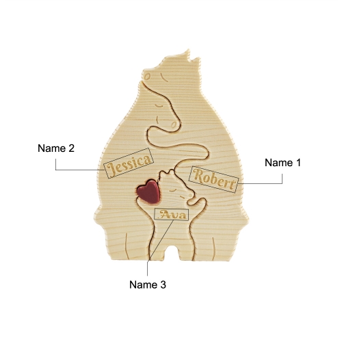 Wooden Bear Family Puzzle with 3 Names