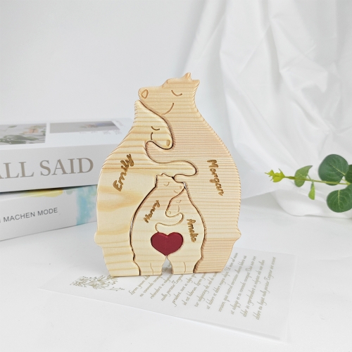 Wooden Bear Family Puzzle with 4 Names