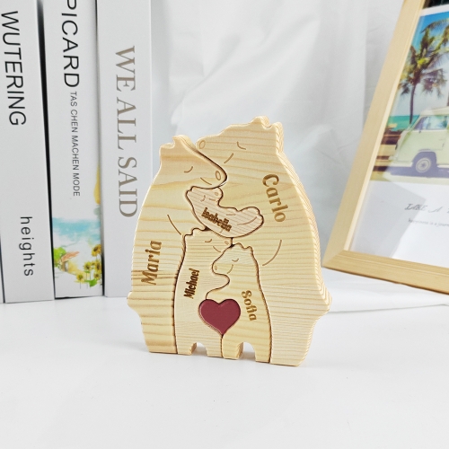 Wooden Bear Family Puzzle with 5 Names