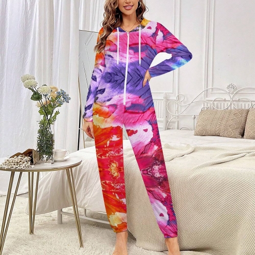 One-Piece Zip-Up Hooded Loungewear