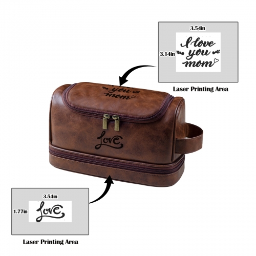 Bistre PU Toiletry Bag (Two Sided Custom)(Made in USA)