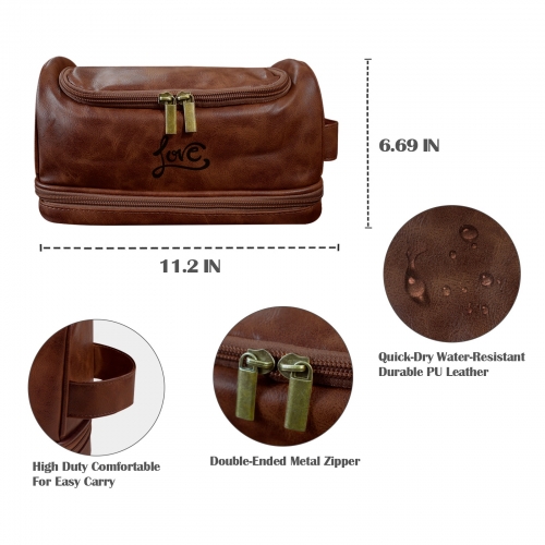 Bistre PU Toiletry Bag (Two Sided Custom)(Made in USA)