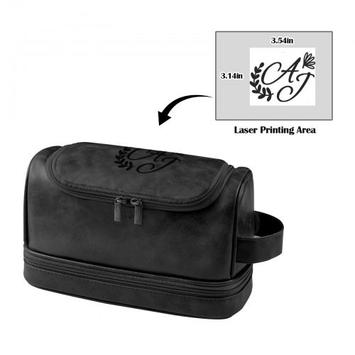 Black PU Toiletry Bag (Top Custom)(Made in USA)