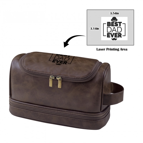 Dark Brown PU Toiletry Bag (Top Custom)(Made in USA)