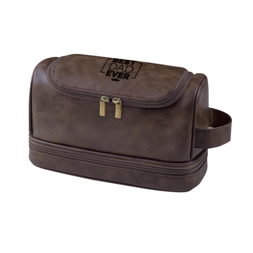 Dark Brown PU Toiletry Bag (Top Custom)(Made in USA)