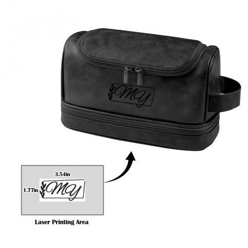Black PU Toiletry Bag (Front Custom)(Made in USA)