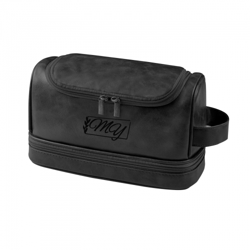Black PU Toiletry Bag (Front Custom)(Made in USA)