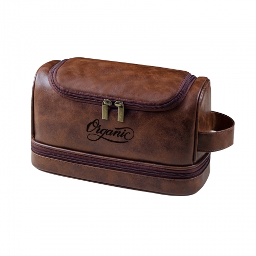 Bistre PU Toiletry Bag (Front Custom)(Made in USA)