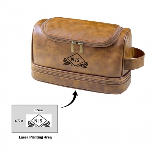 Fawn Brown PU Toiletry Bag (Front Custom)(Made in USA)