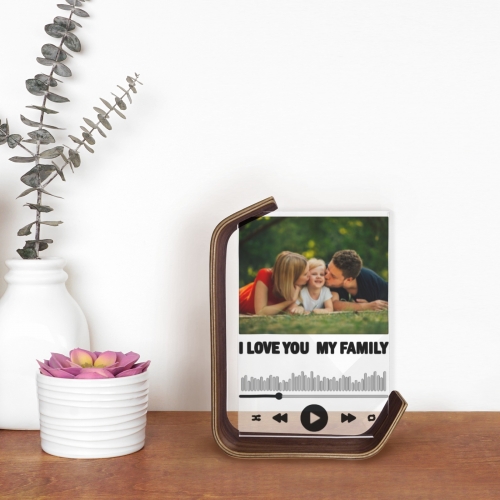 L-Shaped Walnut Holder Acrylic Photo Frame