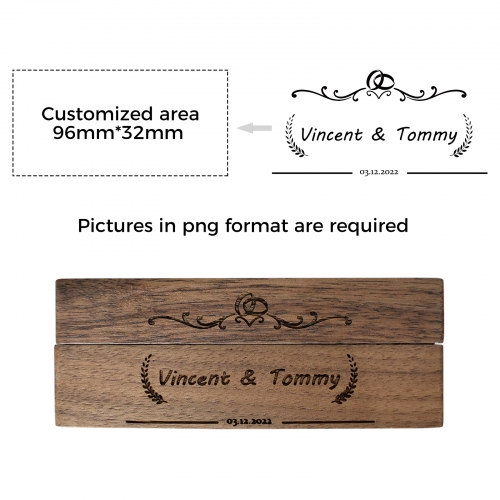 Custom Double Slot Wooden Ring Box