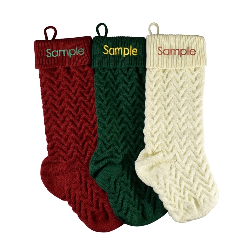 Custom Embroidered Knitted Christmas Stocking-Zigzag