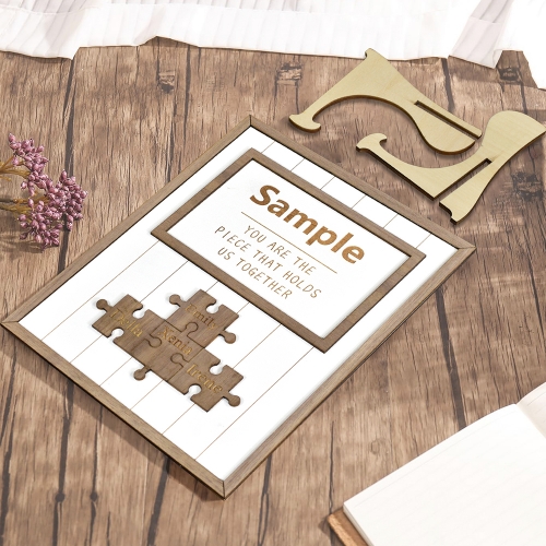 Wooden Puzzle Sign with 4 Names（20X25cm）