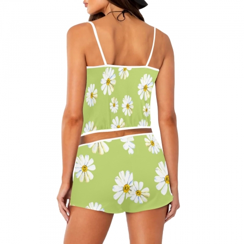 Floral Appliques Cami Top Shorts Pajama Set(Model Sets 24)