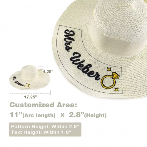 Custom Embroidered Linen Ribbon Straw Hat