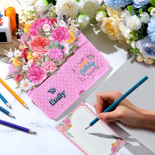 3D Pop Up Floral Box Greeting Card