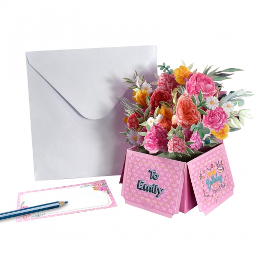 3D Pop Up Floral Box Greeting Card