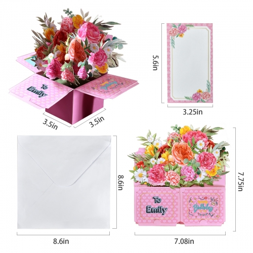 3D Pop Up Floral Box Greeting Card