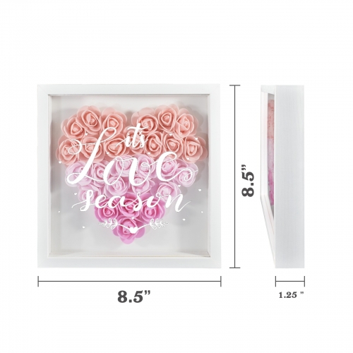 Heart-Shaped Flower Shadow Box 8"-Pink