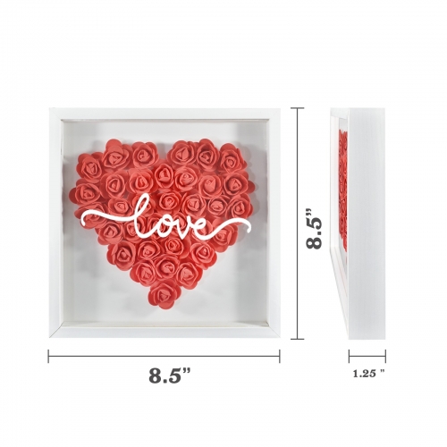 Heart-Shaped Flower Shadow Box 8"-Red