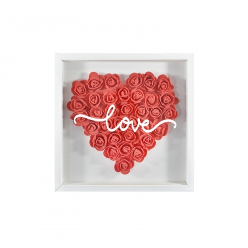 Heart-Shaped Flower Shadow Box 8"-Red