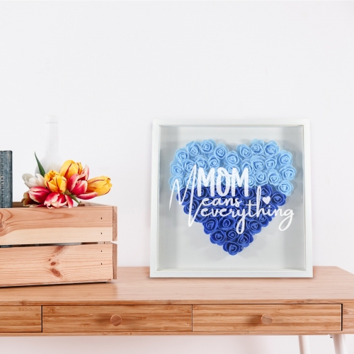 Heart-Shaped Flower Shadow Box 8"-Blue