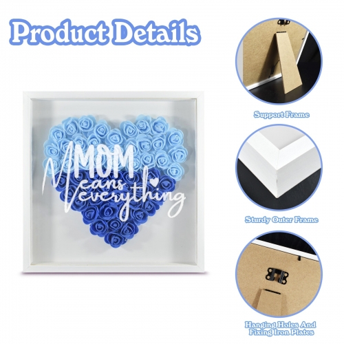 Heart-Shaped Flower Shadow Box 8"-Blue