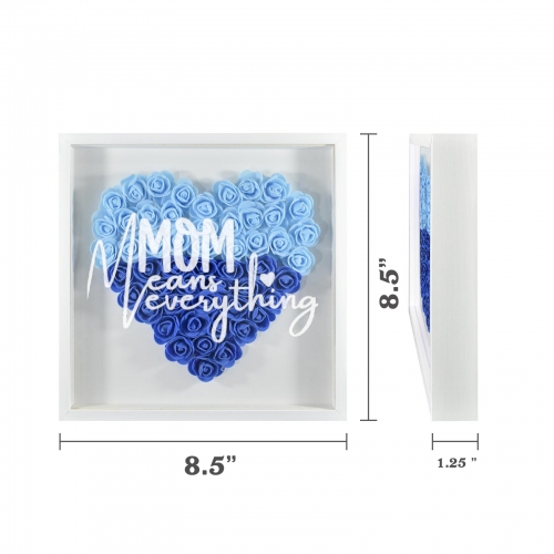 Heart-Shaped Flower Shadow Box 8"-Blue