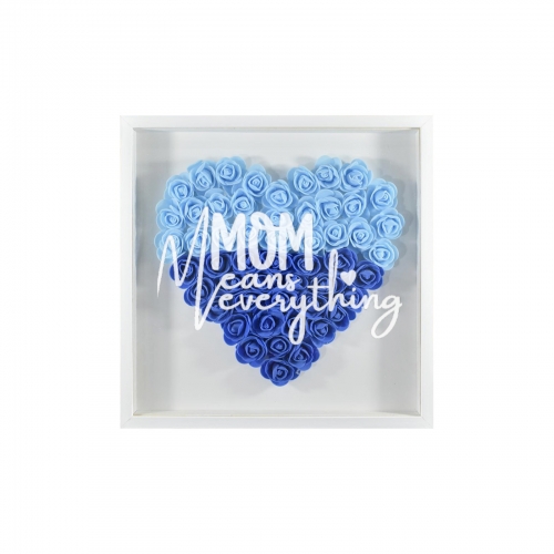 Heart-Shaped Flower Shadow Box 8"-Blue