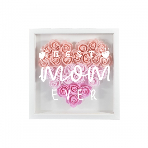 Heart-Shaped Flower Shadow Box 10"-Pink