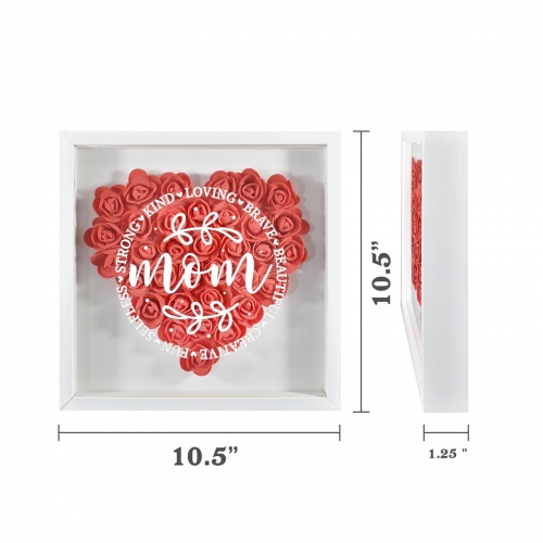 Heart-Shaped Flower Shadow Box 10"-Red