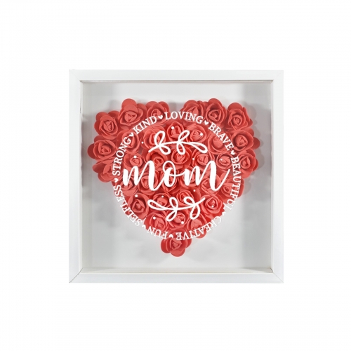 Heart-Shaped Flower Shadow Box 10"-Red