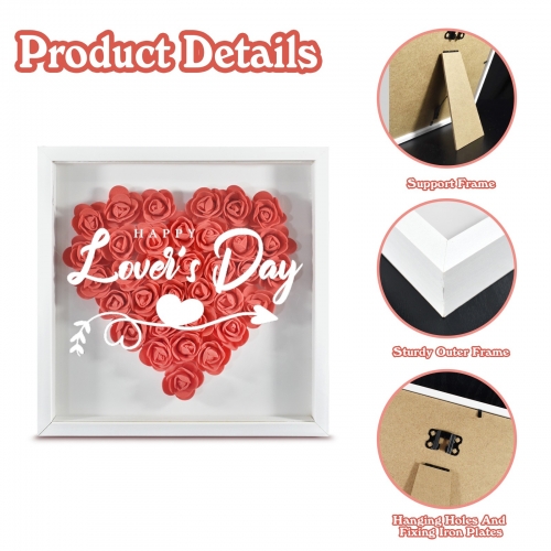 Heart-Shaped Flower Shadow Box 10"-Red