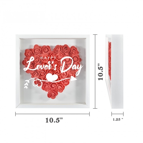 Heart-Shaped Flower Shadow Box 10"-Red