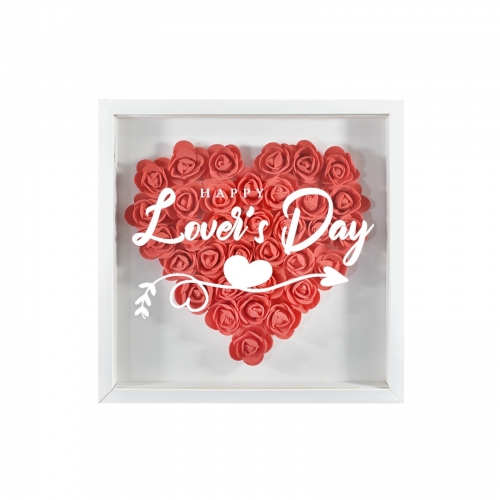 Heart-Shaped Flower Shadow Box 10"-Red