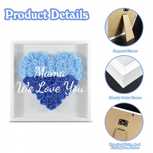 Heart-Shaped Flower Shadow Box 10"-Blue