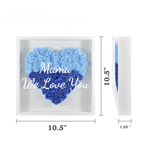 Heart-Shaped Flower Shadow Box 10"-Blue